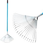 Lombseprű, gereblye, Aquacraft 380352, ezüst/kék/fekete, 22 fogú, acél fej, alumínium nyél, 46 cm munkaszélesség, 158 cm nyél