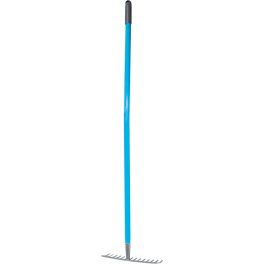   Kerti gereblye, Aquacraft 380382, kék/szürke, 14 fogú, acél fej, fém nyél, 36 cm munkaszélesség, 140 cm nyél