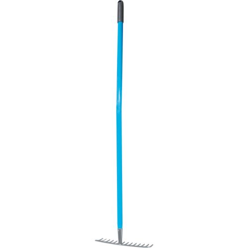 Kerti gereblye, Aquacraft 380382, kék/szürke, 14 fogú, acél fej, fém nyél, 36 cm munkaszélesség, 140 cm nyél