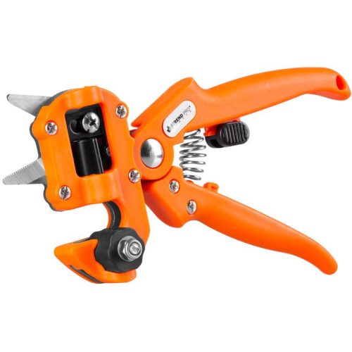 Oltófogó, Strend Pro Garden, narancssárga, acél penge, műanyag fej, 3 oltási módszer, tokban, 3 pengével, csavarkulccsal és csavarhúzóval