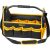 Szerszámos táska, Strend Pro, 45 × 28 × 33 cm, fekete/sárga, textil, nehéz szerszámokhoz, oldalzsebekkel, rögzíthető vállpánttal, 20 kg teherbírás