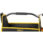 Szerszámos táska, Strend Pro, 45 × 28 × 33 cm, fekete/sárga, textil, nehéz szerszámokhoz, oldalzsebekkel, rögzíthető vállpánttal, 20 kg teherbírás
