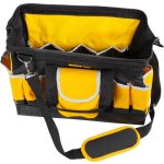 Szerszámos táska, Strend Pro, 44 x 25 x 24 cm, fekete/sárga, cipzáras, gumírozott alj, vállpánttal, nehéz szerszámokhoz, 20 kg teherbírás