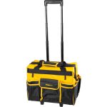Szerszámos táska, Strend Pro, 44 x 24 x 42 cm, fekete/sárga, textil, kerekekkel, teleszkópos fogantyúval, cipzáras, 20 kg teherbírás