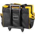 Szerszámos táska, Strend Pro, 44 x 24 x 42 cm, fekete/sárga, textil, kerekekkel, teleszkópos fogantyúval, cipzáras, 20 kg teherbírás