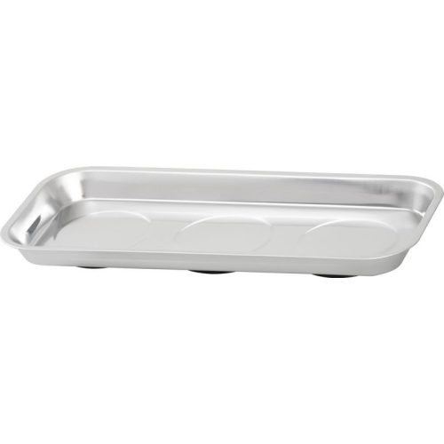 Mágneses csavartálca, Strend Pro, ezüst, 16 × 36 cm, rozsdamentes acél, 3 db gumiborítású mágnes, karcálló felület