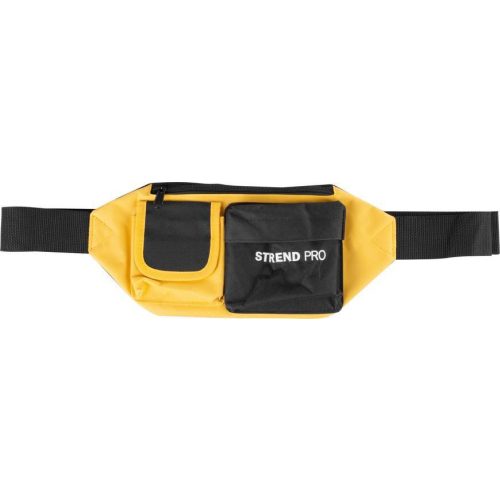 Szerszámtartó övtáska, Strend Pro TB-1003, sárga/fekete, övre csatolható, két zsebes, kisebb szerszámokhoz és csavarokhoz
