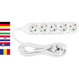   Hosszabbítós elosztó, Strend Pro DG-805B, 3 m, fehér, 5 aljzat, Schuko típus, gyermekzáras