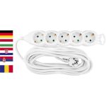 Hosszabbítós elosztó, Strend Pro DG-805B, 0,5 m, fehér, 5 aljzat, Schuko típus, gyermekzáras