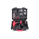 Akkumulátoros műanyaghegesztő pisztoly, Worcraft CPW-S20LiM ShareSYS, piros/fekete, 60 W, 400 db kapoccsal, fogóval és letörő késsel, 20 V 2 Ah Li-Ion, műanyag hordtáskában, akkumulátorral és töltővel