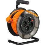Kábeldob, Strend Pro DG-FB04, 15 m, narancssárga, 4 aljzat, 230 V, 1,5 mm2, maximum 3000 W