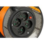 Kábeldob, Strend Pro DG-FB04, 15 m, narancssárga, 4 aljzat, 230 V, 1,5 mm2, maximum 3000 W