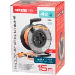 Kábeldob, Strend Pro DG-FB04, 15 m, narancssárga, 4 aljzat, 230 V, 1,5 mm2, maximum 3000 W