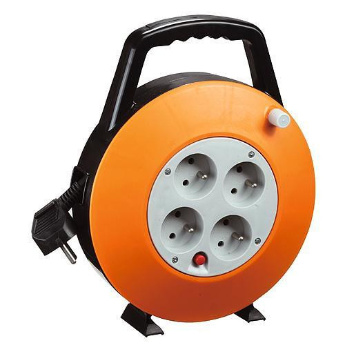 Kábeldob, Strend Pro CR040, 7,5 m, narancssárga, 4 aljzat, 230 V, maximum 3000 W