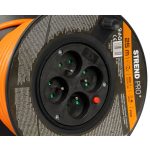 Kábeldob, Strend Pro DG-FB04, 25 m, narancssárga, 4 aljzat, 230 V, 1,5 mm2, maximum 3680 W