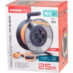 Kábeldob, Strend Pro DG-FB04, 25 m, narancssárga, 4 aljzat, 230 V, 1,5 mm2, maximum 3680 W
