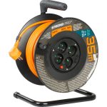 Kábeldob, Strend Pro DG-FB04, 35 m, narancssárga, 4 aljzat, 230 V, 1,5 mm2, maximum 3680 W