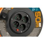 Kábeldob, Strend Pro DG-FB04, 50 m, narancssárga, 4 aljzat, 230 V, 1,5 mm2, maximum 3680 W