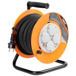 Kábeldob, Strend Pro CR038, 20 m, narancssárga, 4 aljzat, 230 V, IP44, gumi, maximum 3000 W