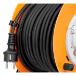 Kábeldob, Strend Pro CR038, 20 m, narancssárga, 4 aljzat, 230 V, IP44, gumi, maximum 3000 W