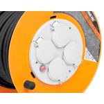 Kábeldob, Strend Pro CR038, 30 m, narancssárga, 4 aljzat, 230 V, IP44, gumi, maximum 3000 W