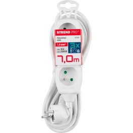   Hosszabbítós elosztó, Strend Pro DG-F803B, 7 m, fehér, 3 aljzat, új kiadás, otthoni és irodai használatra