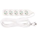 Hosszabbítós elosztó, Strend Pro DG-F805B, 7 m, fehér, 5 aljzat, új kiadás, otthoni és irodai használatra