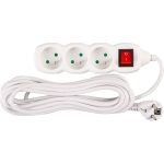 Hosszabbítós elosztó kapcsolóval, Strend Pro DG-F803BK, 5 m, fehér, 3 aljzat, új kiadás, otthoni és irodai használatra