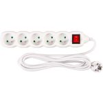 Hosszabbítós elosztó kapcsolóval, Strend Pro DG-F805BK, 3 m, fehér, 5 aljzat, új kiadás, otthoni és irodai használatra