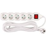 Hosszabbítós elosztó kapcsolóval, Strend Pro DG-F805BK, 5 m, fehér, 5 aljzat, új kiadás, otthoni és irodai használatra