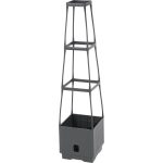 Műanyag virágcserép, Strend Pro Garden Herrison FP8018, sötétszürke, 25 × 25 cm, magasság: 105 cm, háromszintes támasztótoronnyal, 16 l, négyzetes