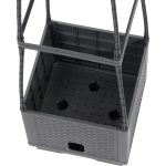 Műanyag virágcserép, Strend Pro Garden Herrison FP8018, sötétszürke, 25 × 25 cm, magasság: 105 cm, háromszintes támasztótoronnyal, 16 l, négyzetes