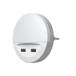   Éjszakai lámpa, Ledvance Lunetta USB, 3 lm, 3000 K, konnektorba dugható, 2x USB töltőport, beépített nappal-éjszaka érzékelő, LED, energiatakarékos