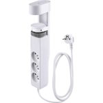 USB-s hosszabbítós elosztó, Strend Pro, 1,4 m, fehér, 6 az 1-ben, 3 aljzat, 2 × USB-A, 1 × USB-C, asztalra rögzíthető