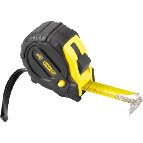 Mérőszalag, Giantop CR-87 CE, fekete/sárga, 8 m/26 mm, acél szalag, műanyag tok