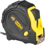 Mérőszalag, Giantop CR-87 CE, fekete/sárga, 8 m/26 mm, acél szalag, műanyag tok