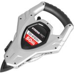 Mérőszalag, Strend Pro Premium LWX5013, ezüst/fekete, leszúrható, 50 m/13 mm, acél szalag, műanyag tok, fém rögzítőhurok