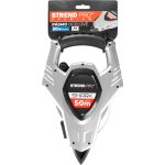 Mérőszalag, Strend Pro Premium LWX5013, ezüst/fekete, leszúrható, 50 m/13 mm, acél szalag, műanyag tok, fém rögzítőhurok