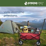 Strandkocsi, Strend Pro Garden, Taliga Praktik, 9,45 kg, piros raktér, fekete acélváz, összecsukható, vízlepergető PVC szövet, PVC kerekek