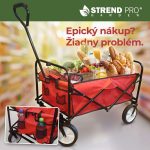 Strandkocsi, Strend Pro Garden, Taliga Praktik, 9,45 kg, piros raktér, fekete acélváz, összecsukható, vízlepergető PVC szövet, PVC kerekek