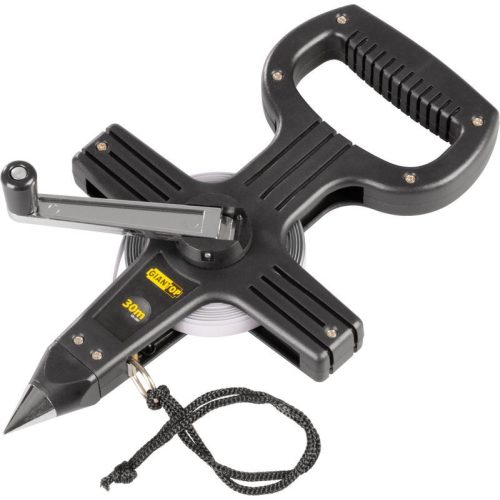 Mérőszalag, Giantop CR-J01, fekete, leszúrható, 30 m, acél szalag, műanyag tok, hajtókarral