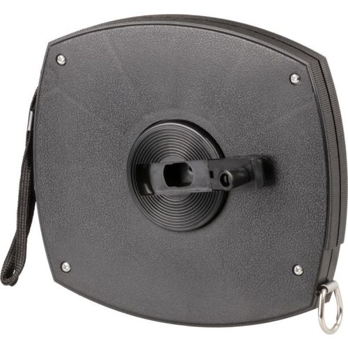 Mérőszalag, Giantop CR-001, fekete, 50 m/10 mm, acél szalag, fém rögzítőhurok, műanyag tok, tekercselő fogantyú