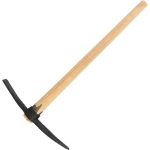 Csákány, Strend Pro Garden, fekete, 2500 g, fa nyél, acél fej, kétoldalas, hegyes/lapos, kemény és sziklás talajhoz