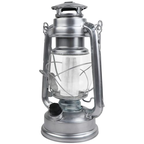 Lámpás, MagicHome LM3528, 15 x 11,5 x 23,5 cm, ezüst, fém, 16 LED, vízálló, fényerő-szabályzós, 15-60 lm, elemes