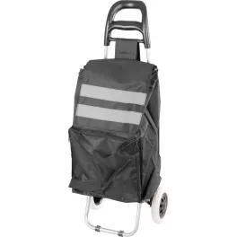   Strend Pro Demeter kerekes bevásárlókocsi, fekete, 35 x 30 x 96 cm, 30 kg teherbírású, acél vázzal és vízálló anyaggal, fényvisszaverő csíkokkal