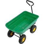 Négykerekű kocsi, Strend Pro Garden Greenlawn Transporter, 75 l, felfújható kerekek 10 × 3,50 – 4, műanyag test, fém váz, 250 kg teherbírás