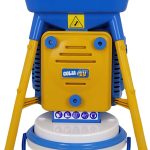 Gabonadaráló, Novital Golia 4V, kék, 750 W, granulátum-méret: 2,5–4–6–8 mm, tálca: 44 x 48 cm, konténer: 43 x 35 cm, méret: 98 x 67 cm