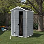 Kerti ház, Keter Manor 4 x 3, 128 x 94 x 196 cm, szürke/fehér, UV-, víz- és hóálló, szellőzőpaneles, zárható, fémmel megerősített