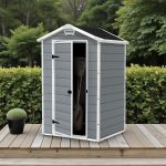 Kerti ház, Keter Manor 4 x 3, 128 x 94 x 196 cm, szürke/fehér, UV-, víz- és hóálló, szellőzőpaneles, zárható, fémmel megerősített