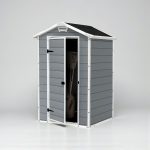 Kerti ház, Keter Manor 4 x 3, 128 x 94 x 196 cm, szürke/fehér, UV-, víz- és hóálló, szellőzőpaneles, zárható, fémmel megerősített